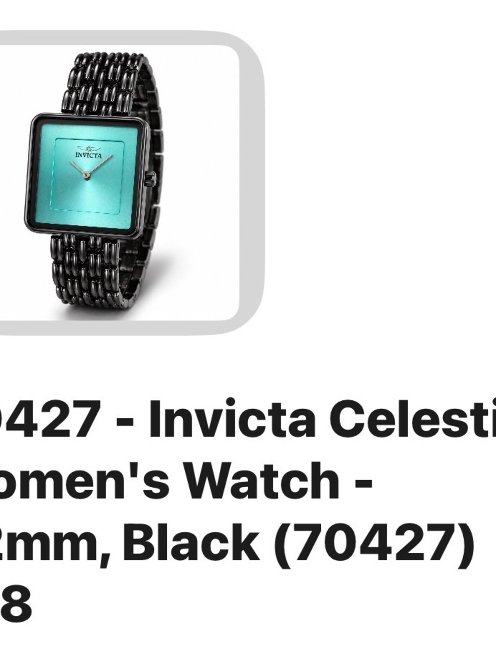 Invicta Women's Black Bracelet Watch with Turquoise Dial